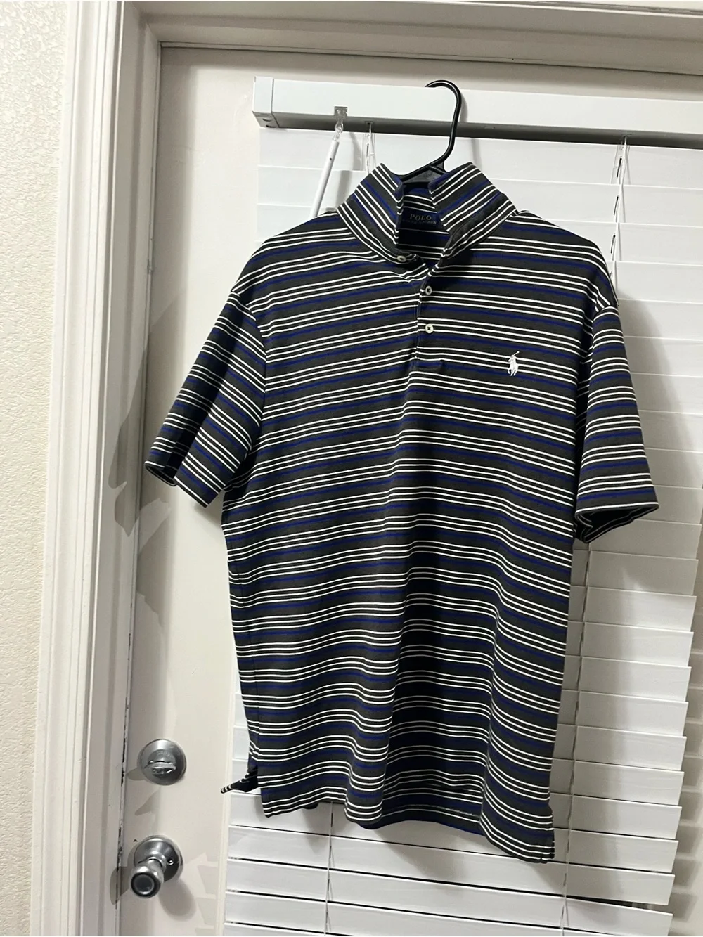 Ralph Lauren Navy and White Striped Polo Shirt